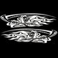 2-piece white grim reaper fish pattern decal set, two matching stickers on black.