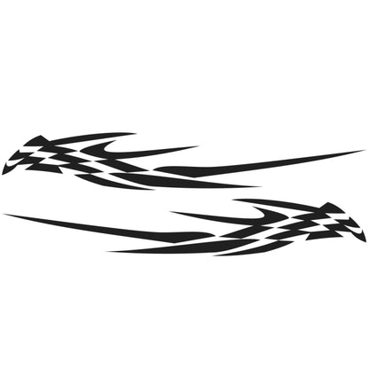 Set of 2 car decal stickers with checkered totem lightning pattern in black and white