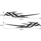 Car decal sticker set with checkered totem lightning pattern; size diagram shown in black