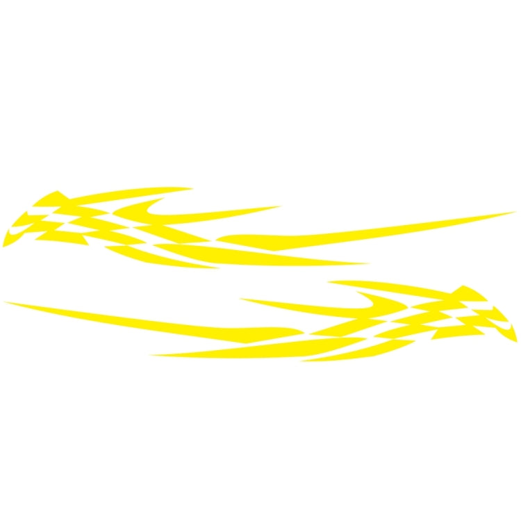 Set of 2 car decal stickers with checkered totem lightning pattern in yellow