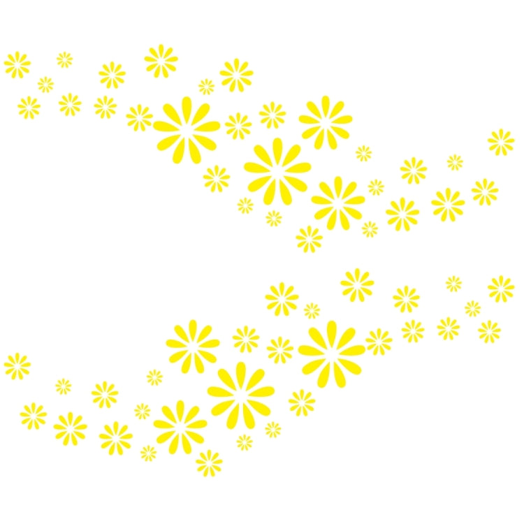 Car decorative flower sticker set, yellow daisy-style decals in two rows