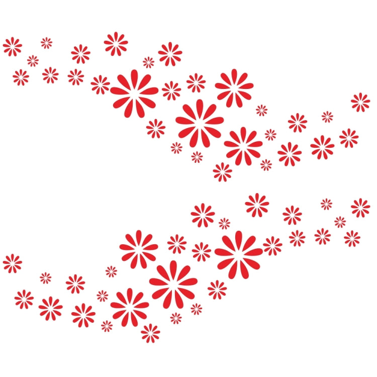 Car decorative flower sticker set, red daisy-style decals in two rows