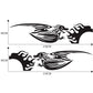 Car decal set with two winged dragon flame shapes, black design with sizing guides