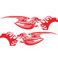 Car decal set with two winged dragon flame designs, red and white