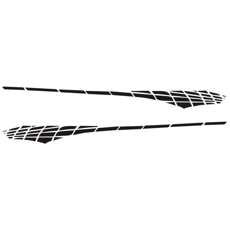 Set of two black plaid side stripe car decals with grid pattern tips