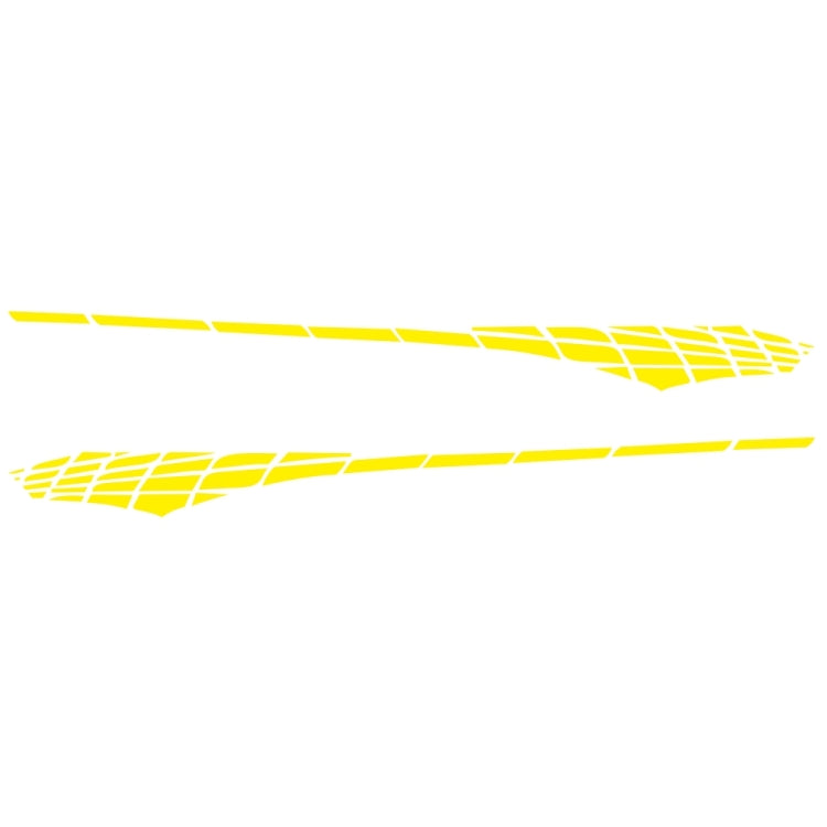 Set of two yellow plaid side stripe car decals with grid pattern tips