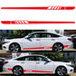 Red stripe car side decal pair with geometric segments