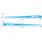 Blue striped totem car side decal set with size diagram, two long stripe strips