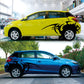 Car door flame dragon-girl vinyl stickers, black graphic on yellow car