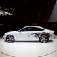 Car door flame dragon-girl vinyl stickers, black graphic on white car