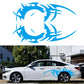 Flame Hot Wheel style vinyl sticker set, blue flame dragon-girl graphic