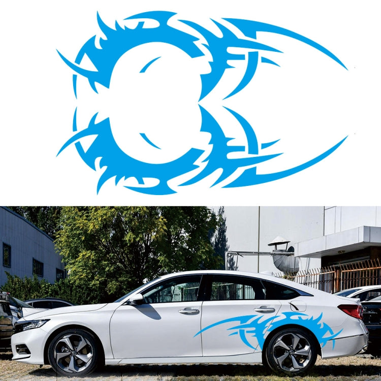 Flame Hot Wheel style vinyl sticker set, blue flame dragon-girl graphic