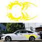 Flame Hot Wheel style vinyl sticker set, yellow flame dragon-girl graphic