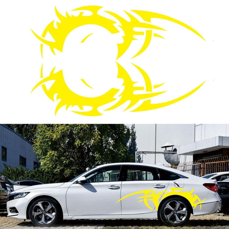 Flame Hot Wheel style vinyl sticker set, yellow flame dragon-girl graphic