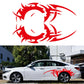 Flame Hot Wheel style vinyl sticker set, red flame dragon-girl graphic