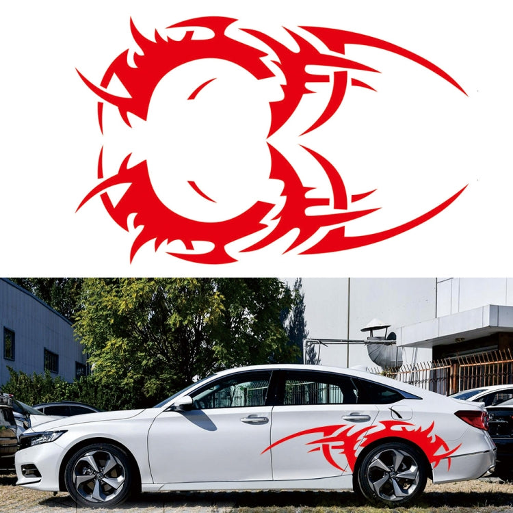 Flame Hot Wheel style vinyl sticker set, red flame dragon-girl graphic
