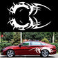 Car door flame dragon-girl vinyl stickers, black graphic on red car