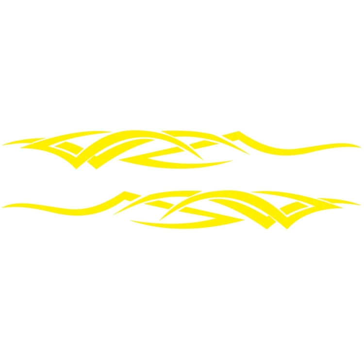 2-piece D-731 totem pattern car side decal stickers, yellow tribal lines.