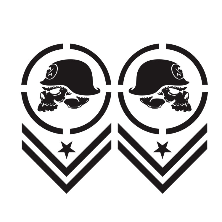 2-piece skull-pattern car sticker set, black circular emblem with chevrons and star