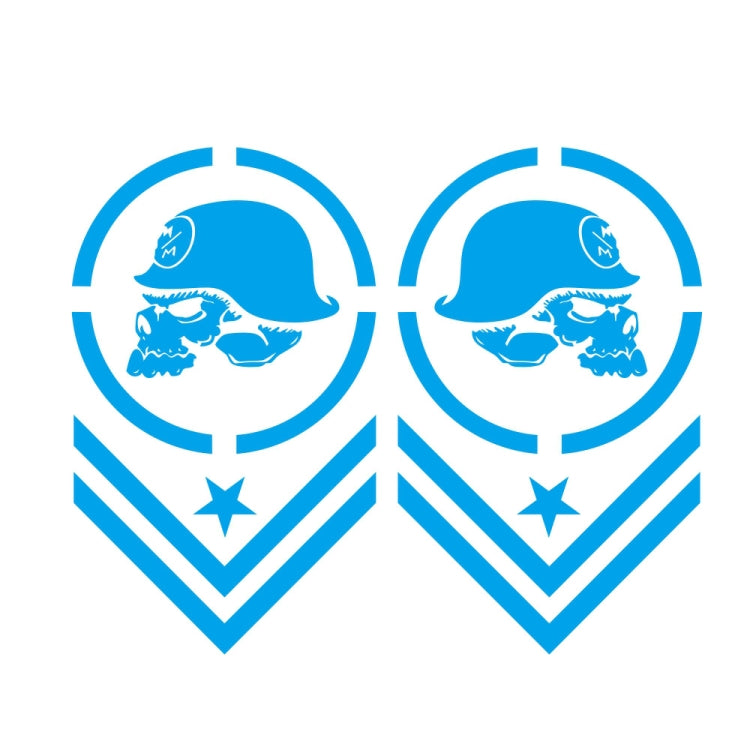 2-piece skull-pattern car sticker set, blue circular emblem with chevrons and star