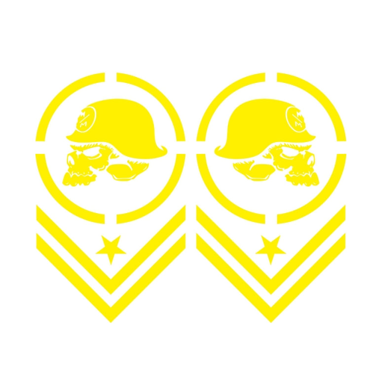 2-piece skull-pattern car sticker set, yellow circular emblem with chevrons and star