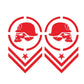 2-piece skull-pattern car sticker set, red circular emblem with chevrons and star