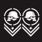 2-piece skull-pattern car sticker set, white circular emblem with chevrons and star