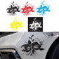 Car floral bloom sticker showing color variants; black design on vehicle