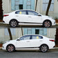 2-piece side stripe decal set with diagonal chevrons on a white car door
