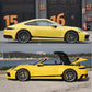 2-piece side stripe decal set with diagonal chevrons on a yellow sports car door