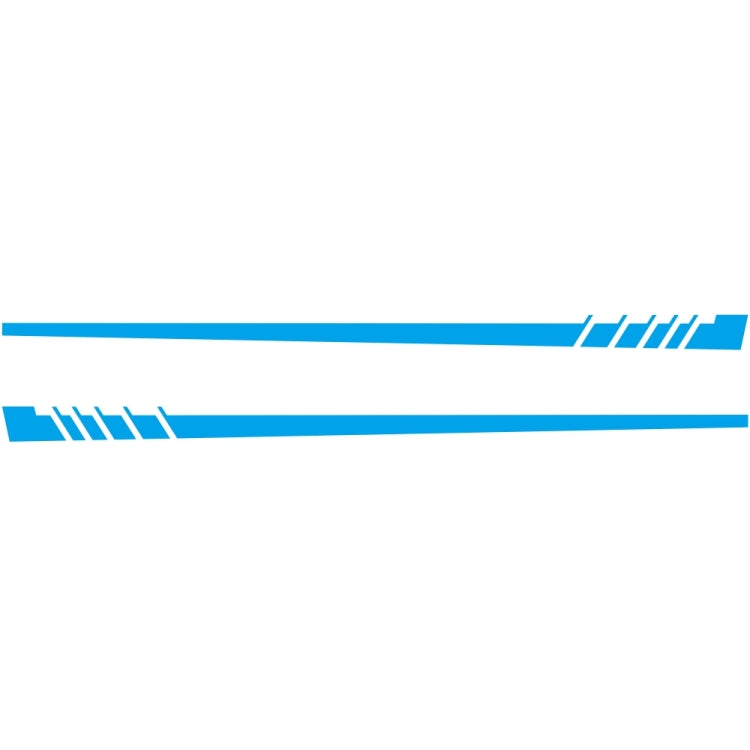 2-piece car stripe decal set with diagonal chevrons, blue with dark chevron accents