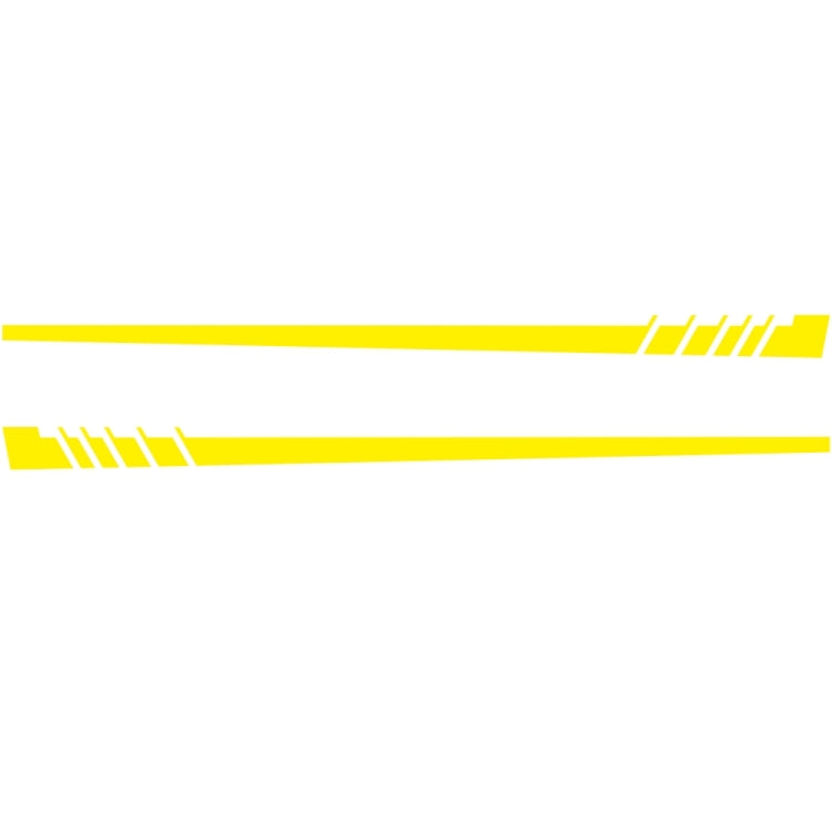 2-piece car stripe decal set with diagonal chevrons, yellow with dark chevron accents
