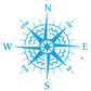 Compass pattern decorative sticker, blue star compass with N/E/S/W labels
