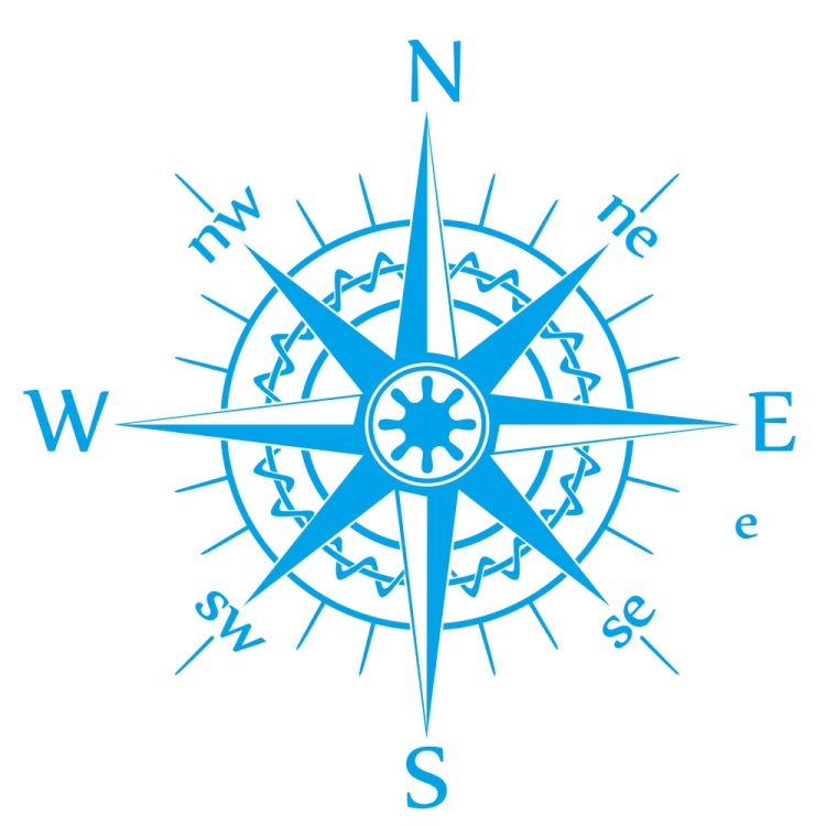 Compass pattern decorative sticker, blue star compass with N/E/S/W labels