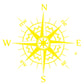 Compass pattern decorative sticker, yellow star compass with N/E/S/W labels
