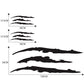 Claw scratch pattern car sticker layout diagram with black streak measurements