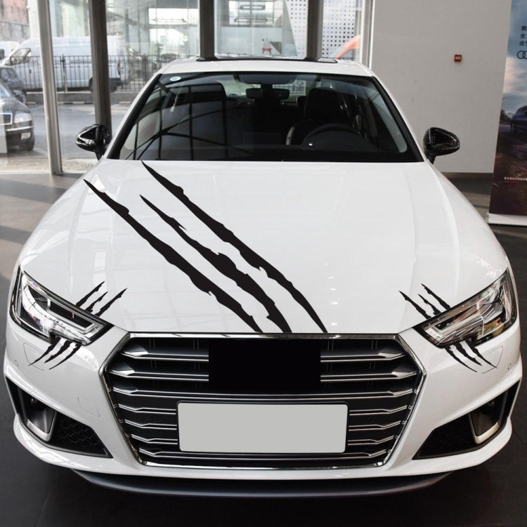 Claw scratch pattern car sticker, black diagonal scratches on white car hood