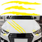 Claw scratch pattern car sticker, yellow streaks on white car hood