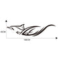 Animal-flame car side decal design with 180cm by 45cm size guide