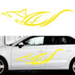 Yellow animal-flame car side vinyl decal with sweeping tribal lines