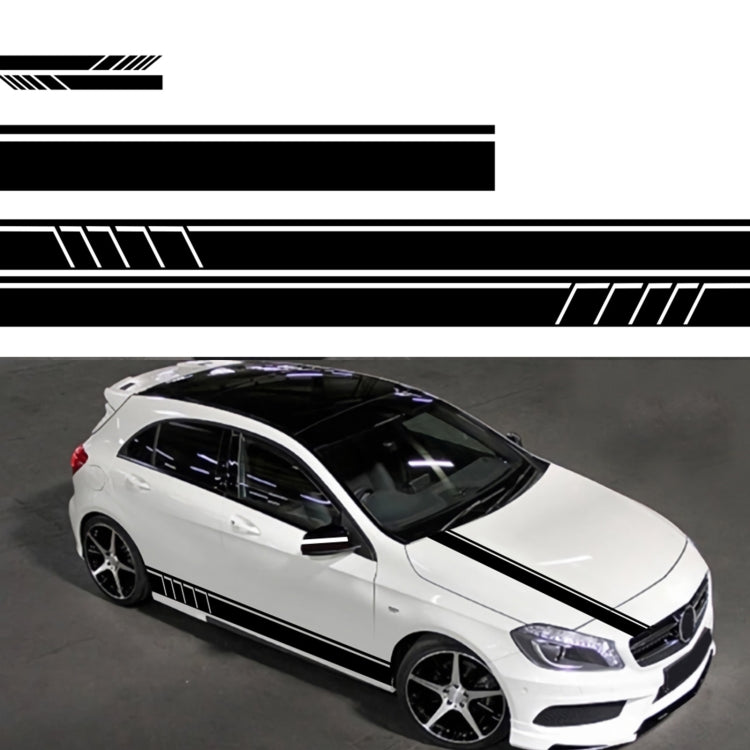Decorative line pattern car stickers, black stripe set on car door and side skirt