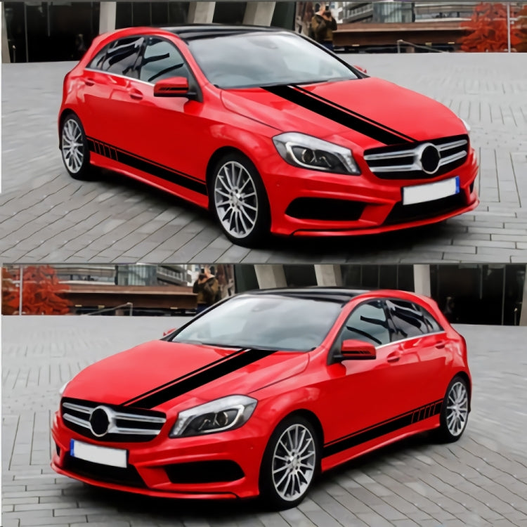 Decorative line pattern car stickers, black stripe set on red car