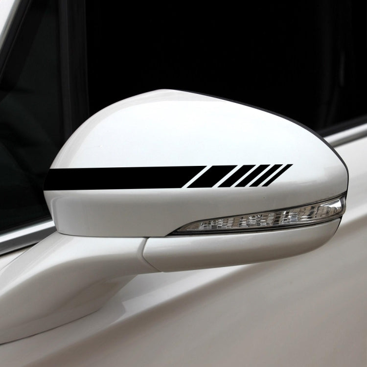 Car side mirror line pattern sticker, black horizontal bar with diagonal stripe detail