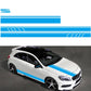 Decorative line pattern car stickers, blue stripe set on white car