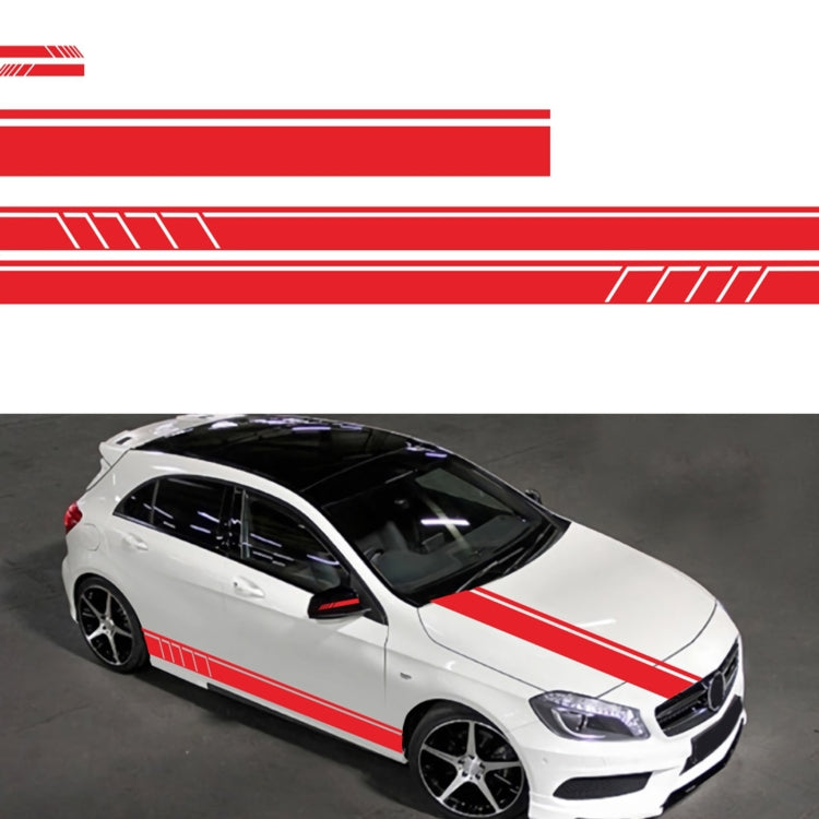 Decorative line pattern car stickers, red stripe set on white car