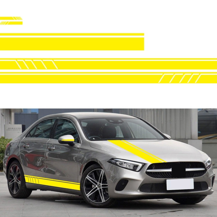 Decorative line pattern car stickers, yellow stripe set on gray car