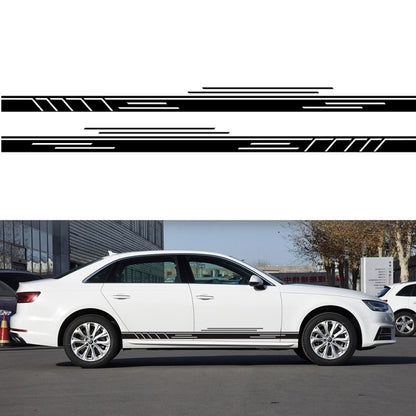 Blue stripe car door decal set with racing-style linear pattern