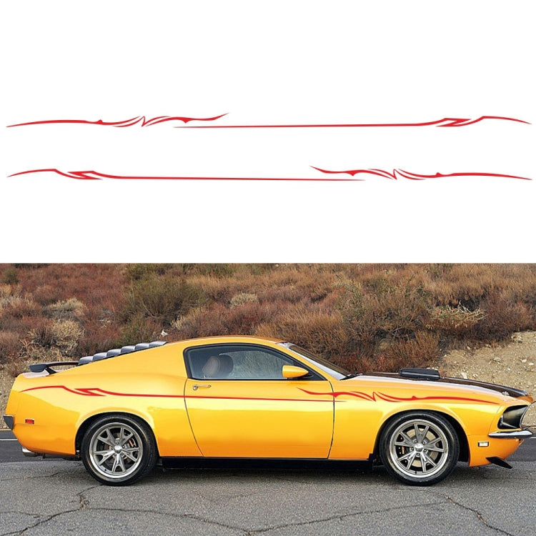 D-933 lightning pattern car decal set with red stripes on yellow coupe