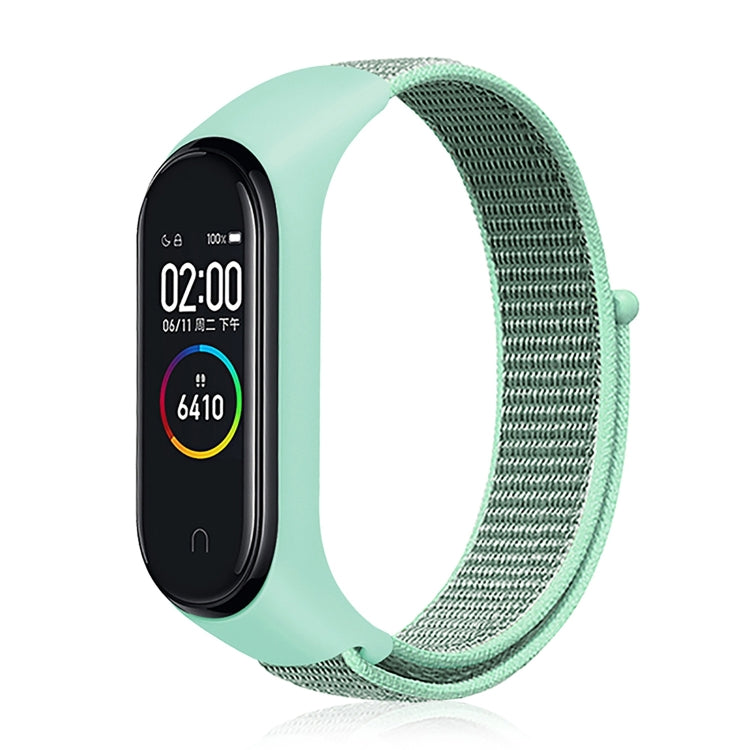 Nylon weave watch band for Mi Band 7 in mint green, woven strap