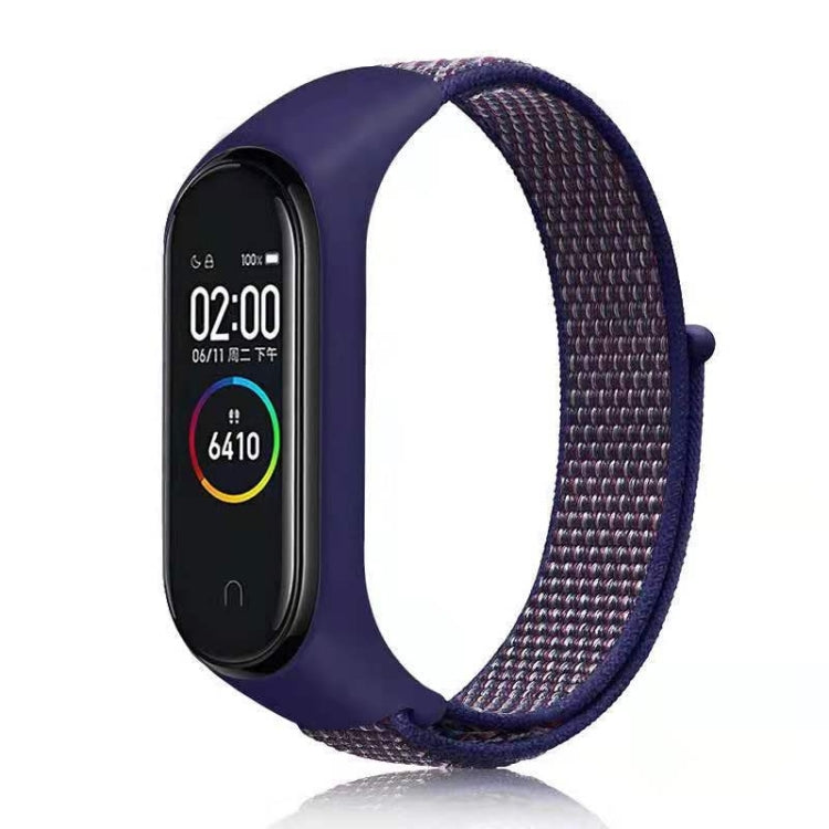 Nylon weave watch band for Mi Band 7 in dark purple, woven strap